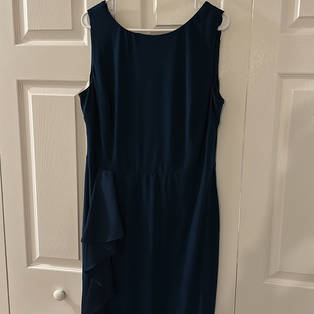 Chaps teal ruffle dress